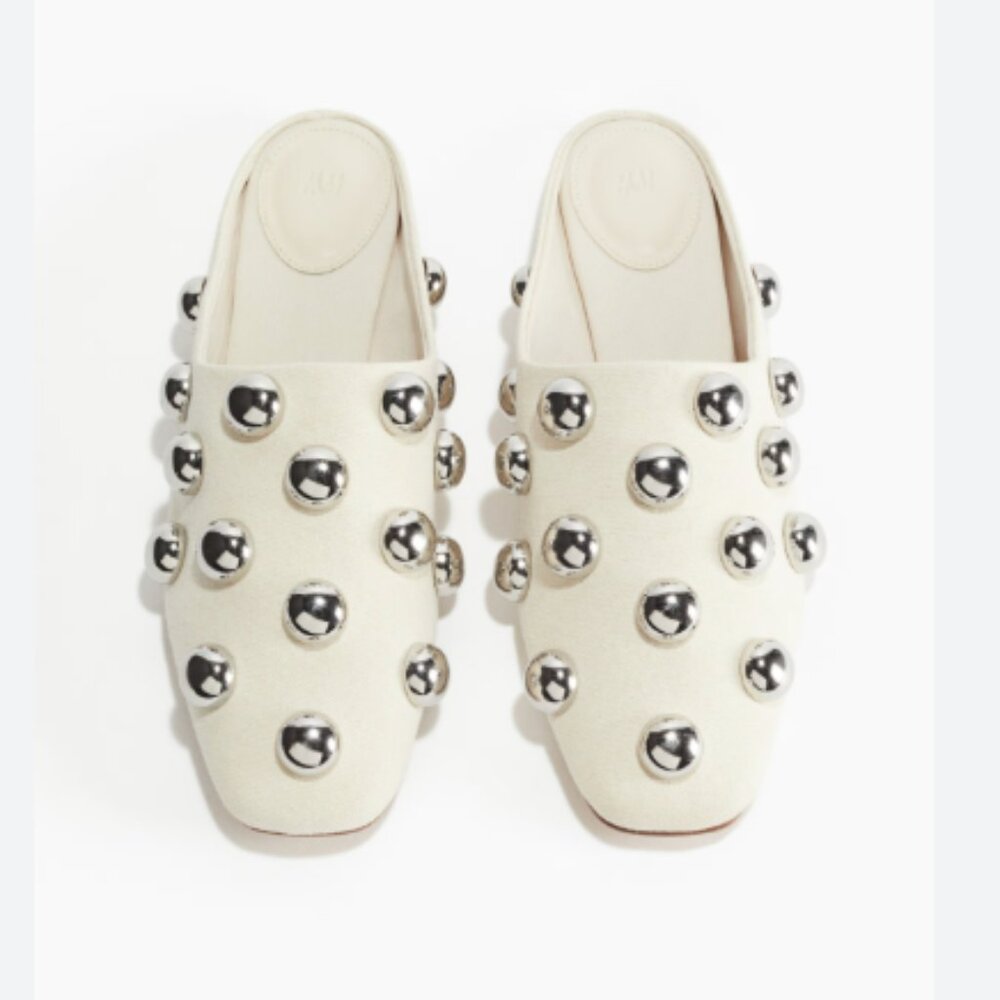 H&M Cream Mules with Silver Studs